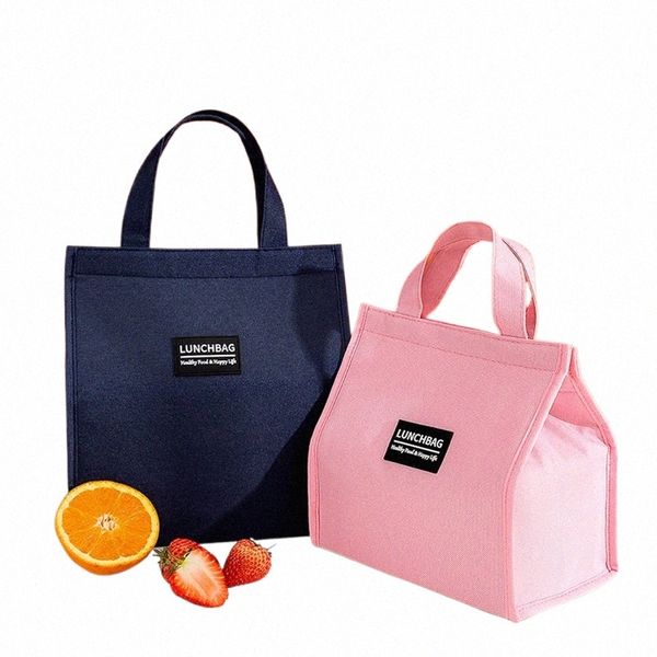 Bolsas de almuerzo Oxford portátiles Bolsa fresca para estudiantes de oficina Cvenient Caja de almuerzo Tote Parejas Azul Rosa Bolsa de comida Ctainer P06M #