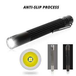 Pince à stylo Portable Q5 lampe de poche LED, antidérapante, étanche, en alliage d'aluminium, mini torche Super brillante, alimentée par 2 piles AAA