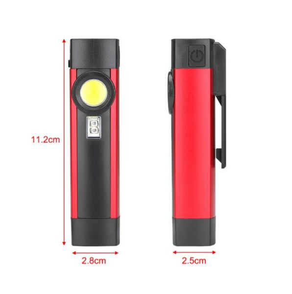 Linterna de pluma portátil con clip, linterna de pluma UV recargable por USB, luces de pluma LED, lámpara de reparación de imán, luz de trabajo COB lateral