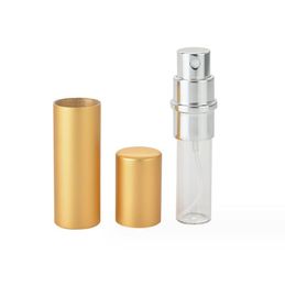 Flacon de parfum portable 5 ml en aluminium anodisé Compact Parfums Après-rasage Atomiseur Parfum Verre Parfum-Bouteille Vaporisateurs Bouteilles d'emballage cosmétique