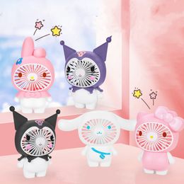 Portable Personal Small Desk Fan Mini Fans USB Battery Cinnamoroll Kuromi My Melody Summer Cooling Products