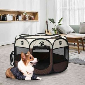 Portable Pet Cage Tente Pliante En Plein Air Chien Maison Octogone Pour Chat Intérieur Parc Chiot Chats Chenil Facile 210915