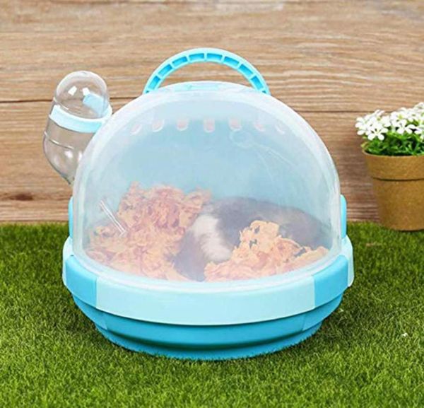 Portable Pet Carrier Hamster Carry Case Outdoor Plastic Cute Shape Cage avec bouteille d'eau Voyage en plein air pour Hamster Small Animals1416292