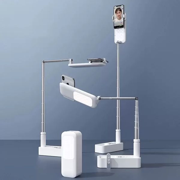 Soporte de teléfono portátil soporte de transmisión inalámbrico en vivo regulable Selfie Luz de relleno Led soporte de vídeo en vivo V6 para suministros de teléfonos inteligentes