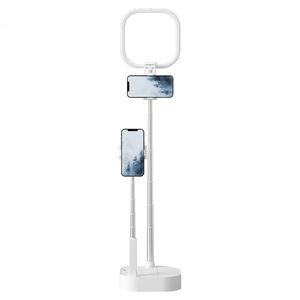 Soporte para teléfono portátil Soporte de cámara de transmisión en vivo inalámbrico Regulable LED Luz de relleno de video Trípode plegable con teléfono de control remoto para Android