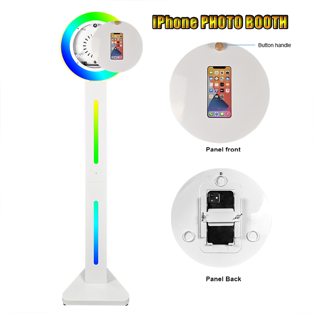 Photo Booth portatile per iPhone 12-14 Pro Max Ring Light Sincronizzazione musicale Scatola luminosa RGB Controllo app Selfie PhotoBooth a 180°