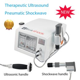 Portable fysiotherapie echografie shockwave fysiotherapie machine / therapeutische echografie voor lichaamspijnverlichting met twee handgrepen