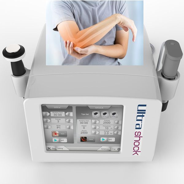 Machine portative de physiothérapie d'onde de choc d'ultrason de physiothérapie de gadgets de santé/Ultrashock thérapeutique pour le soulagement de douleur de corps avec deux poignées