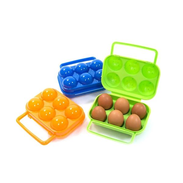 Plastique portable 6/12 Oeufs Boîte de rangement Crisper Picnic extérieur Plastic Plastic Box Oeuf Boîte de pliage Panier de pliage Portable