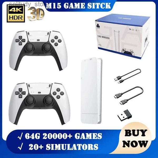 Reproductores portátiles M15 Game Stick Mini TV Consola portátil Tablero inalámbrico Video 64G 20000+Juego retro Salida de alta definición Dos personas Una persona, etc. Q240326