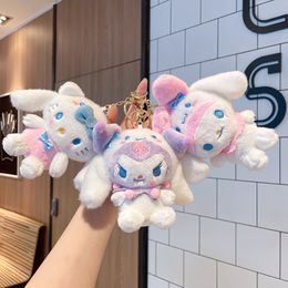 Porte-clés en peluche Portable, jouets de dessin animé, mélodie mignonne Kuromi Kitty, poupée en peluche, sac à main, décoration de clé de voiture, cadeau pour fille