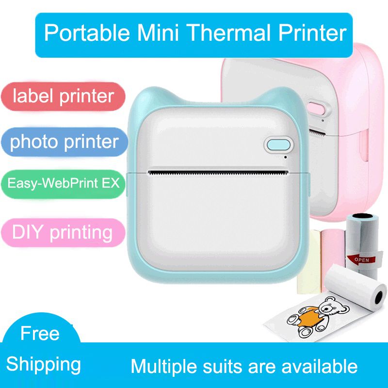 Portable Pocket Photo Mini Printer Thermal Bluetooth Wireless Inkless Self Adhesive Label Printer Sticker för Andrio iPhone