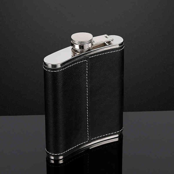 Poche Portable En Acier Inoxydable Hanche Flacon Flagon Whisky Vin Pot Couverture En Cuir PU Bouteille D'alcool Voyage Tour Drinkware Bouchon À Vis