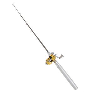 Draagbare pocket Telescopische mini -visserspolenvorm Gevouwen vissersstang aluminium legering Mini Pole Reel 4 kleuren 154