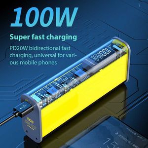 Portable Power Bank 20000mAh PD100W / 22.5W Super Fast Charge Powerbank Batterie USB TPYE C Chargeur pour ordinateur portable haute puissance avec câble L230619