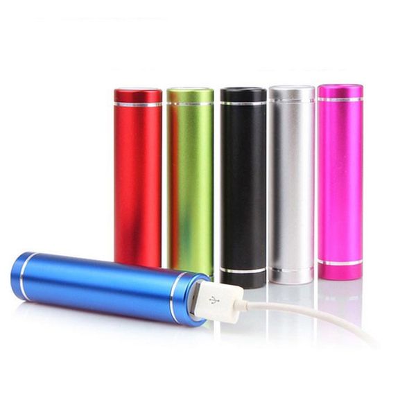 Portable Power Bank 2600mAh Aleación de aluminio Mini Mobile Universal Powers Batería de carga con paquete minorista