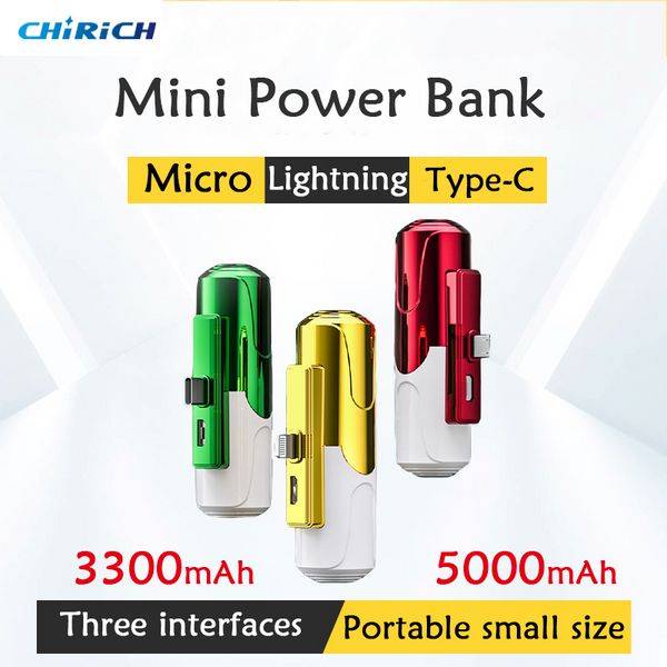 Banque d'alimentation portable 5000mAH Fast Charger Mini Capsule Powerbank Capsule Emergency External Devery Battery pour iPhone Xiaomi Huawei