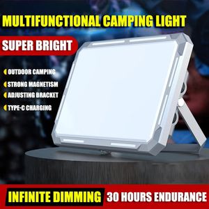 Potente lámpara LED portátil para acampar tipo c, recargable, fuerte magnetismo, luz de trabajo, atenuación infinita, tienda de campaña para exteriores, linterna 240314