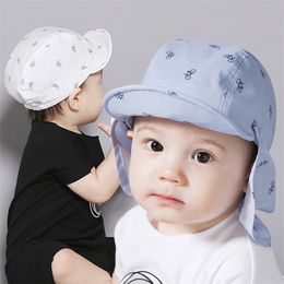 Draagbare Print Baby Sun Hat Kinderen Zuigeling Jongen Meisje Zomer Caps Voor Kinderen Anti UV Zon Bescherming Strand Verstelbare Caps 211023