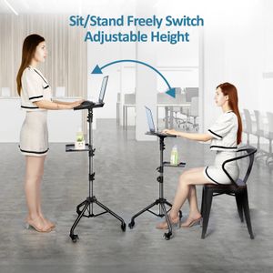 Portable Projector Floor Stand Verstelbare Hoogte Projector Statief stand met 2 planken Laptop statief op wielen met twee clip 231221