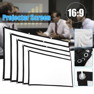 Pantalla de proyector portátil Pantallas de proyección de video 100 120 150 pulgadas Plegable HD 16 a 9 Dacron blanco para películas de cine en casa montadas en la pared en interiores y exteriores