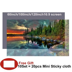 Écran de projection portable Écrans de projection vidéo 60 72 84 92 pouces Rideau anti-lumière pliable 4K Full HD pour films de cinéma maison fixés au mur