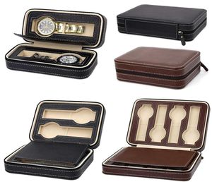 Portable PU Leather 2 4 8 Slot Watch Box weergave Case Storage horloge Organisatorhouder Zipper Exquisite en duurzaam aan geliefde D35 SH17992049