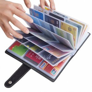 Cartes en cuir PU portables ID Titulaire de la carte de crédit Book Case Organisateur Busin Cartes ID Ctainer Titulaire de la carte de crédit Portefeuille R6lF #