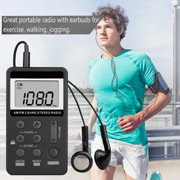 Portable Radio FM/AM digitale draagbare mini -ontvanger met oplaadbare batterij oortelefoon radio