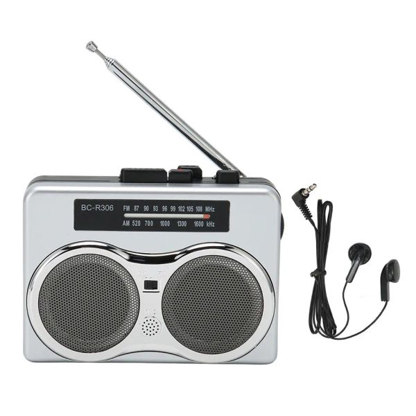 Radio Portable rétro classique baladeur double haut-parleur stéréo bande mémoire FM AM antenne Radio avec écouteurs pour le jardinage pêche ZZ