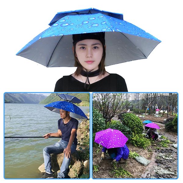Hat de parapluie de pluie portable armée verte pliable extérieur pesca soleil ombre étanche de camping de pêche casse-tête casquette de tête de plage chapeaux 240426