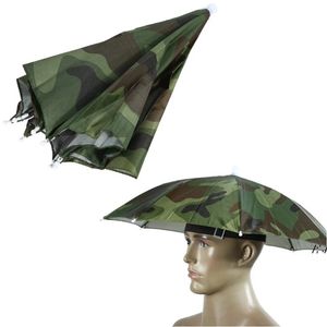 Lluvia portátil Paraguas Sombrero Plegable Al aire libre Sombrilla Impermeable Acampar Pesca Golf Jardinería Sombreros Camuflaje Gorra Cabeza de playa JLA13278