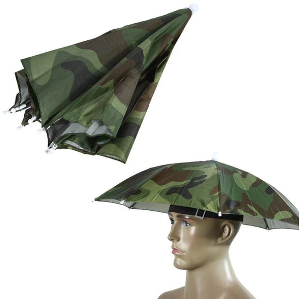 Parapluie de pluie portable chapeau pliable extérieur parasol imperméable camping pêche golf jardinage chapeaux camouflage casquette plage tête chapeaux mains libres parapluie JY1144