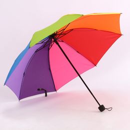 Portable arc-en-ciel pliable parapluie femmes hommes non automatique créatif pliant adultes enfants suspendus ensoleillé et pluvieux publicité parapluies cadeau TR0053