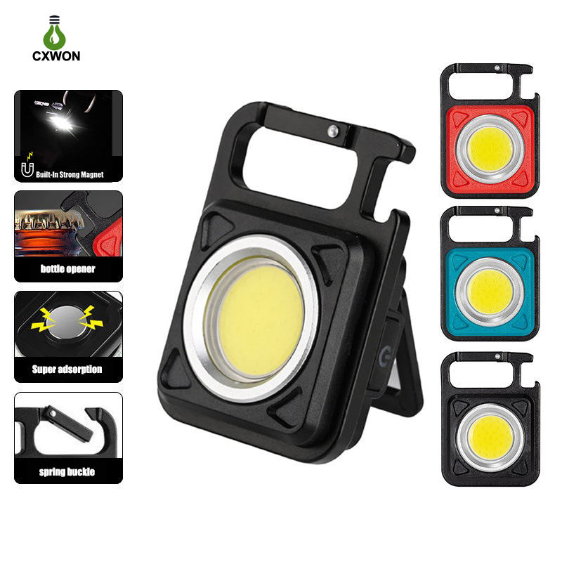 Torcia portatile ricaricabile Torce 4Mode COB Mini Lampada da lavoro Base magnetica 500mah Emergenza IP44 Ultra luminosa