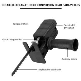 Draagbare heen en weer gaande zaagadapterkit elektrische boorconverter gemodificeerd gereedschap met ergonomische handgreep en 9 zaagbladen