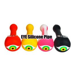 Pipes en silicone colorées amovibles portables EYES Style Glass Nineholes Singlehole Filter Bowl Dry Herb Tabac Cigarette Holder Hookah Waterpipe Bong Smoking Tube