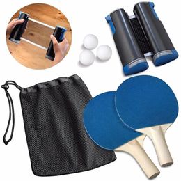 Ensemble de tennis de table rétractable portable 190 cm Table en plastique Kit de filet à mailles solides Support de filet Remplacer le kit Raquettes de ping-pong jouant 4 T19202b