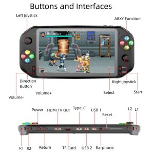 Console de jeu rétro portable 7 pouces écran HD Arcade Video Gaming Console Handheld avec 7000 jeux gratuits pour PS1 / Mame Boy Kid Gift