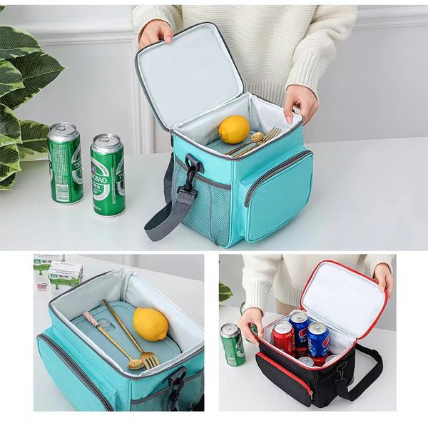 Bolsa de almuerzo reutilizable portátil Bolsa de almuerzo con aislamiento Bolsa de asas Enfriador térmico a prueba de fugas Saco Bolsos de comida Estuche Picnic Bolso de un solo hombro C237