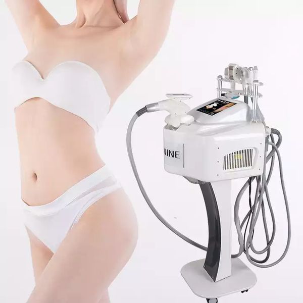 Équipement portable RF 40khz Cavitation V9 Machine de système de massage à rouleaux sous vide avec 5 poignées pour le traitement du corps, du visage et des yeux Instrument de combustion des graisses