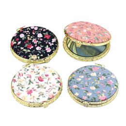 Miroir compact de maquillage rond portable Petit miroir cosmétique vintage Impression chinoise Faveur de mariage Pliant miroir double face Espejo Compacto De Maquillaje