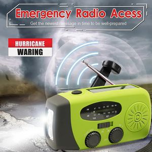 Radio à manivelle d'urgence portable S ers avec lampe de poche LED AM FM NOAA météo solaire 2000 mAh batterie externe téléphone chargé 231206