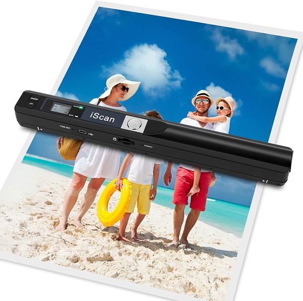 Scanner portable Scanner de documents portatif, format A4, 900 DPI, format JPG/PDF, écran LCD pour reçus professionnels, livres, image avec carte SD 32 Go