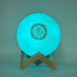 Draagbare Sers Bluetooth Draadloze Moslim Nachtlampje Koran sers 3D Maan Met APP Controle Speaekr Koran Touch Lamp 230908