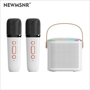 Portable Sers Mini Dual Mic Subwoofer Karaoke Machine Adultes Enfants Bluetooth Ser Système avec 2 Microphones sans fil Lecteur de musique 230908