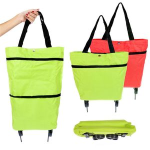 Draagbare Winkelen Voedsel Organisator Trolley Bag op Wielen Pull Cart Supermarkt Tassen Herbruikbaar Vouwen Koop Groenten Bag Tug Pakket CX220413