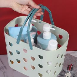 Draagbare douche caddy tote hartvormige holle plastic opbergmand met handgreep doos organisator bin voor badkamer pantry