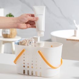 Panier de rangement de rangement en plastique creux de douche portable Caddy Panier de rangement avec boîte à poignée pour le garde-manger de salle de bain
