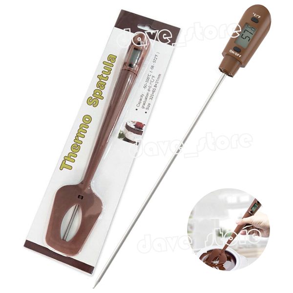 Spatule grattoir Portable en Silicone, longue sonde, thermomètre numérique pour aliments, chocolat, outils de cuisson de cuisine